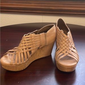 Leather strappy wedges